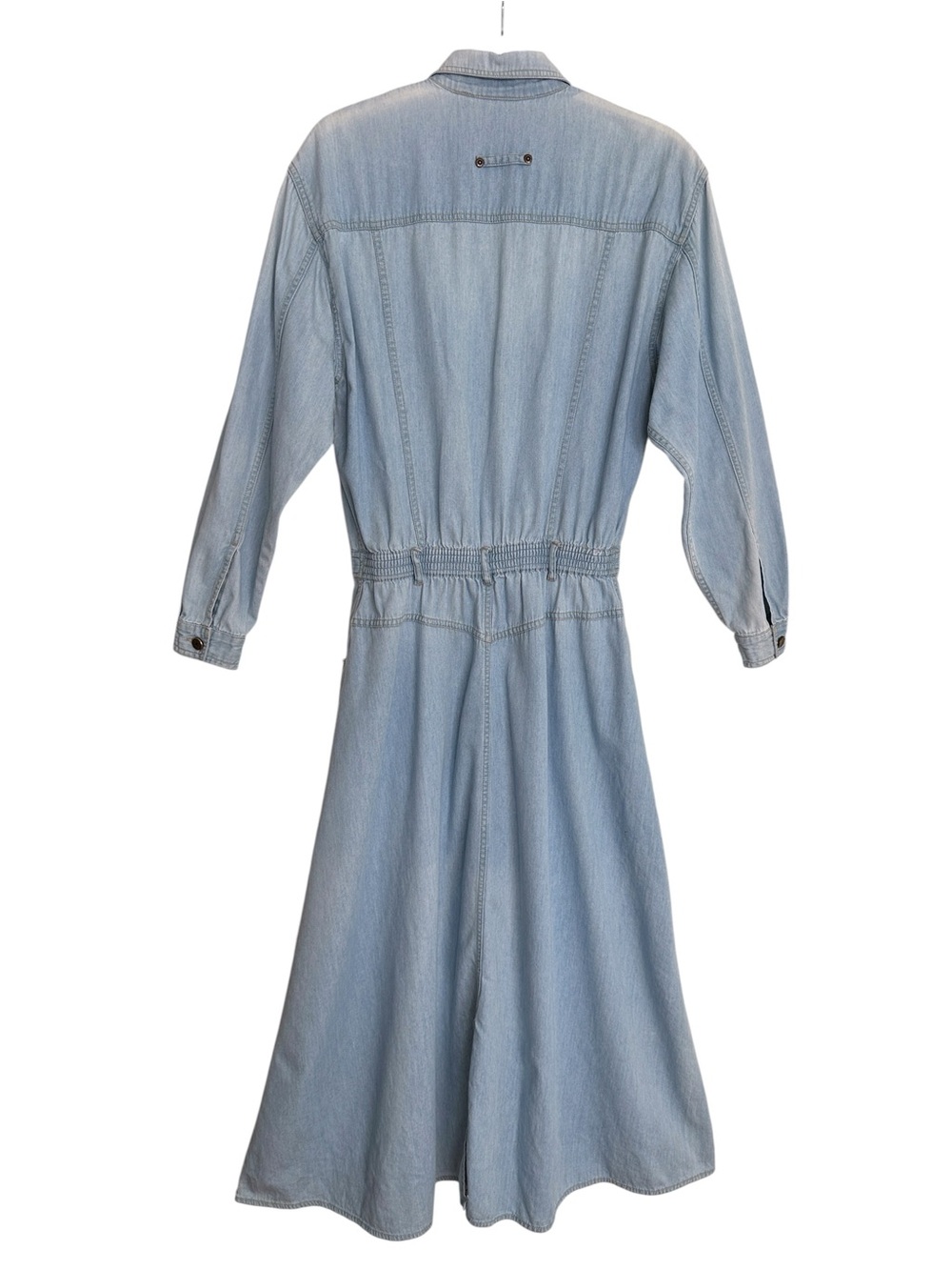 Vintage 90s Lizwear Denim Maxi Shirtdress Size 12P Light Wash Western Cowgirl - Picture 7 of 15